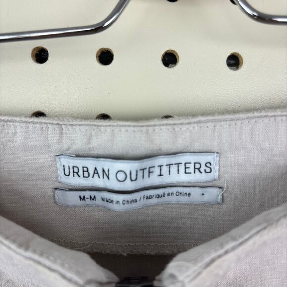 Urban Outfitters A-Line Mini Skirt Linen Blend Neutral Zip Front- M - Picture 3 of 6